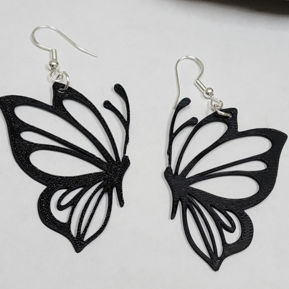 Elegant Black Butterfly Earrings - Picture 5 of 7